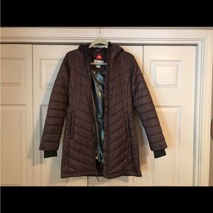 Columbia Light Puffer Trench Coat / Dusky Purple / Omni-Heat, size XS